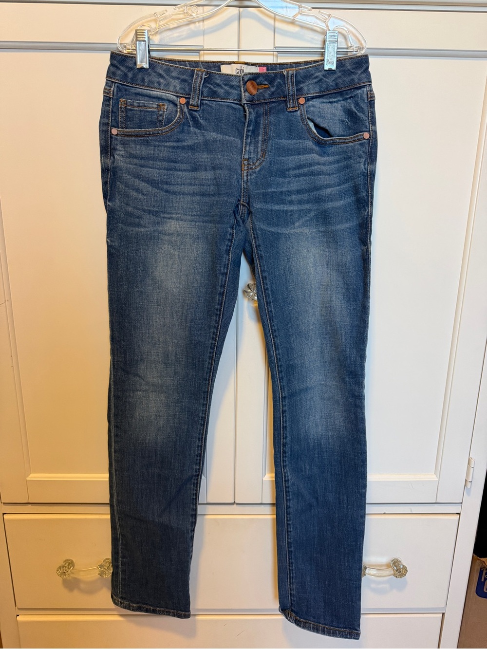 CAbi Slim Boyfriend Medium Wash Straight-Leg Jeans- 0
